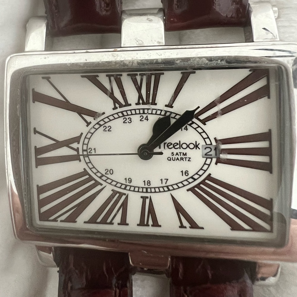 Freelook Watch Rectangle Shape Very Nice Burgundy… - image 1